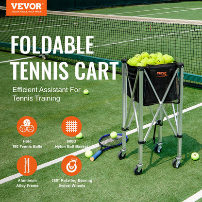 Tennis Ball Hopper Basketball Teaching Tennis Ball Cart with Wheels 180 Balls