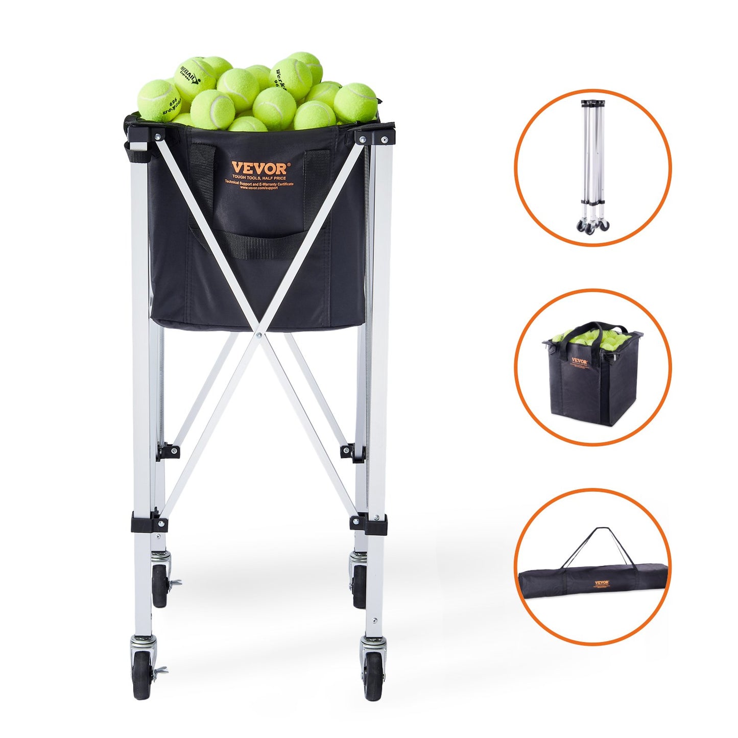 Tennis Ball Hopper Basketball Teaching Tennis Ball Cart with Wheels 180 Balls