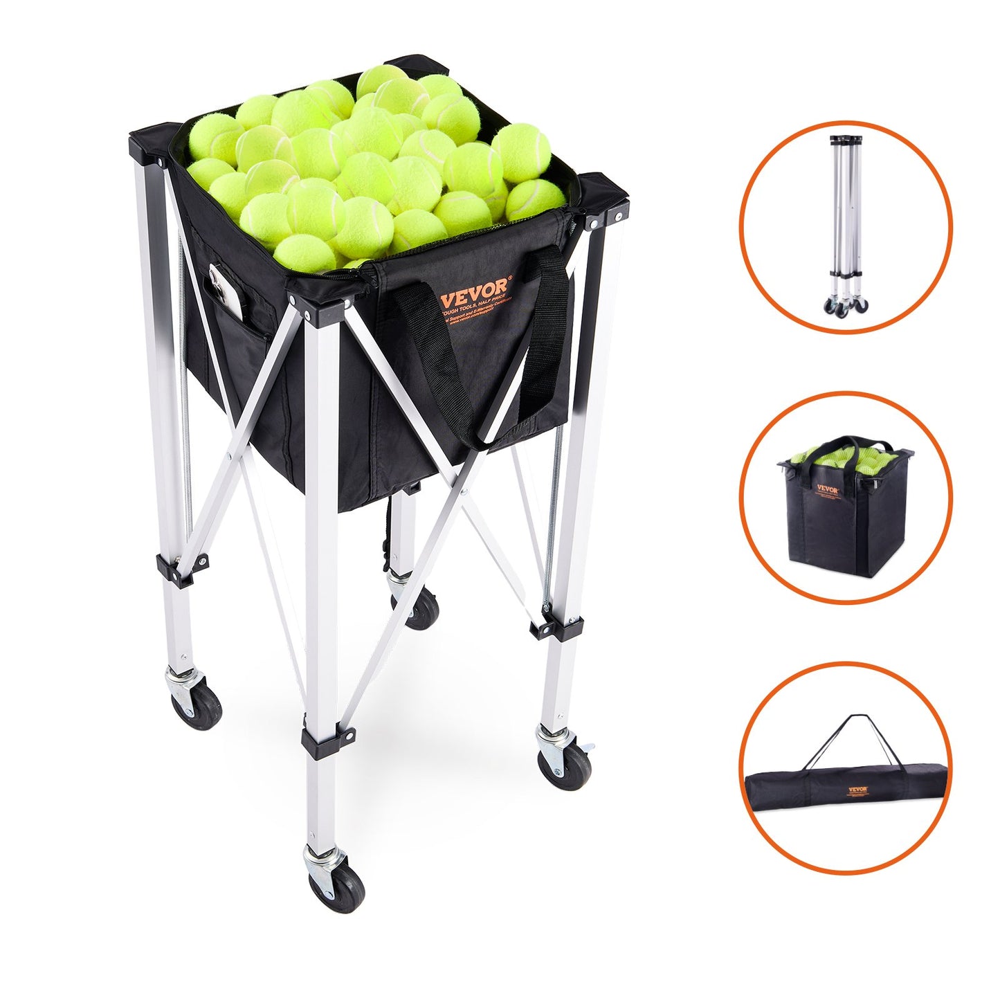 Tennis Ball Hopper Basketball Teaching Tennis Ball Cart with Wheels 180 Balls