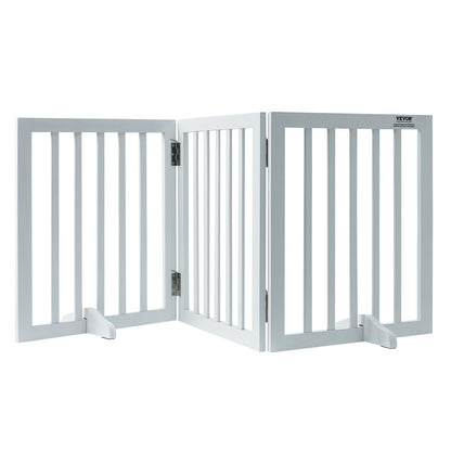 Fristående Dog Gate 24x60 tum Fristående Pet Gate Vikbar Vit
