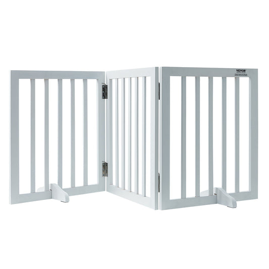 Fristående Dog Gate 24x60 tum Fristående Pet Gate Vikbar Vit