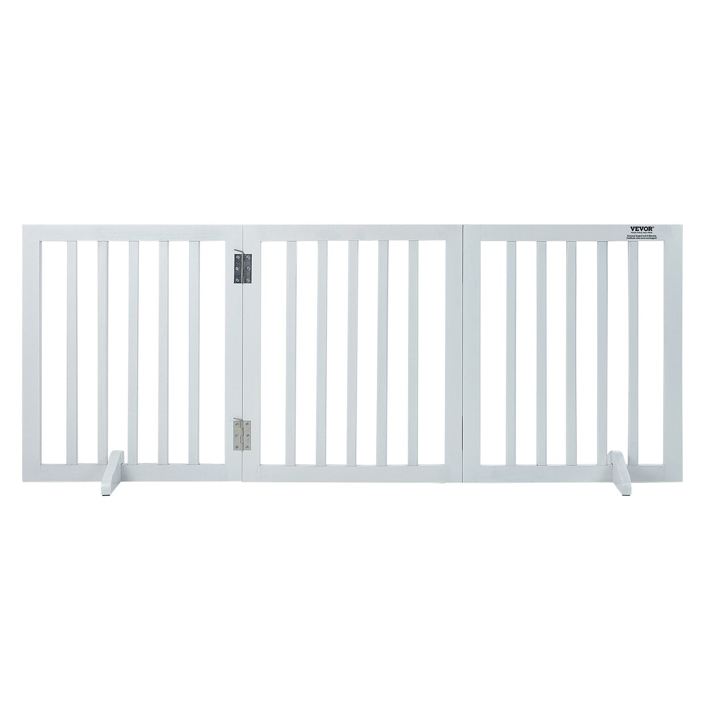 Fristående Dog Gate 24x60 tum Fristående Pet Gate Vikbar Vit