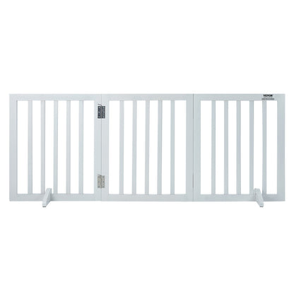 Fristående Dog Gate 24x60 tum Fristående Pet Gate Vikbar Vit
