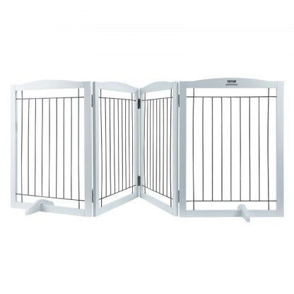 Freestanding Dog Gate 32x96.5 inch Freestanding Pet Gate Foldable White | EU