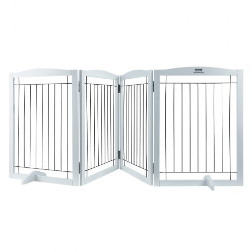 Freestanding Dog Gate 32x96.5 inch Freestanding Pet Gate Foldable White | EU