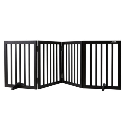 Freestanding Dog Gate 24x80.3 inch Freestanding Pet Gate Foldable Brown