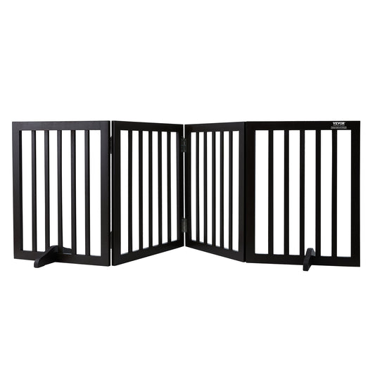 Freestanding Dog Gate 24x80.3 inch Freestanding Pet Gate Foldable Brown