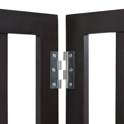 Freestanding Dog Gate 24x80.3 inch Freestanding Pet Gate Foldable Brown