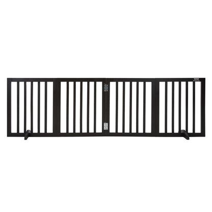 Freestanding Dog Gate 24x80.3 inch Freestanding Pet Gate Foldable Brown