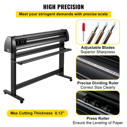 Vinyl Cutter Machine, 53" Vinyl Plotter, LCD Display Plotter Cutter, Tre justerbara Pinch Rollers Sign Cutting Plotter, Vinyl Cutter med SignCut och SignMaster programvara för design och skärning
