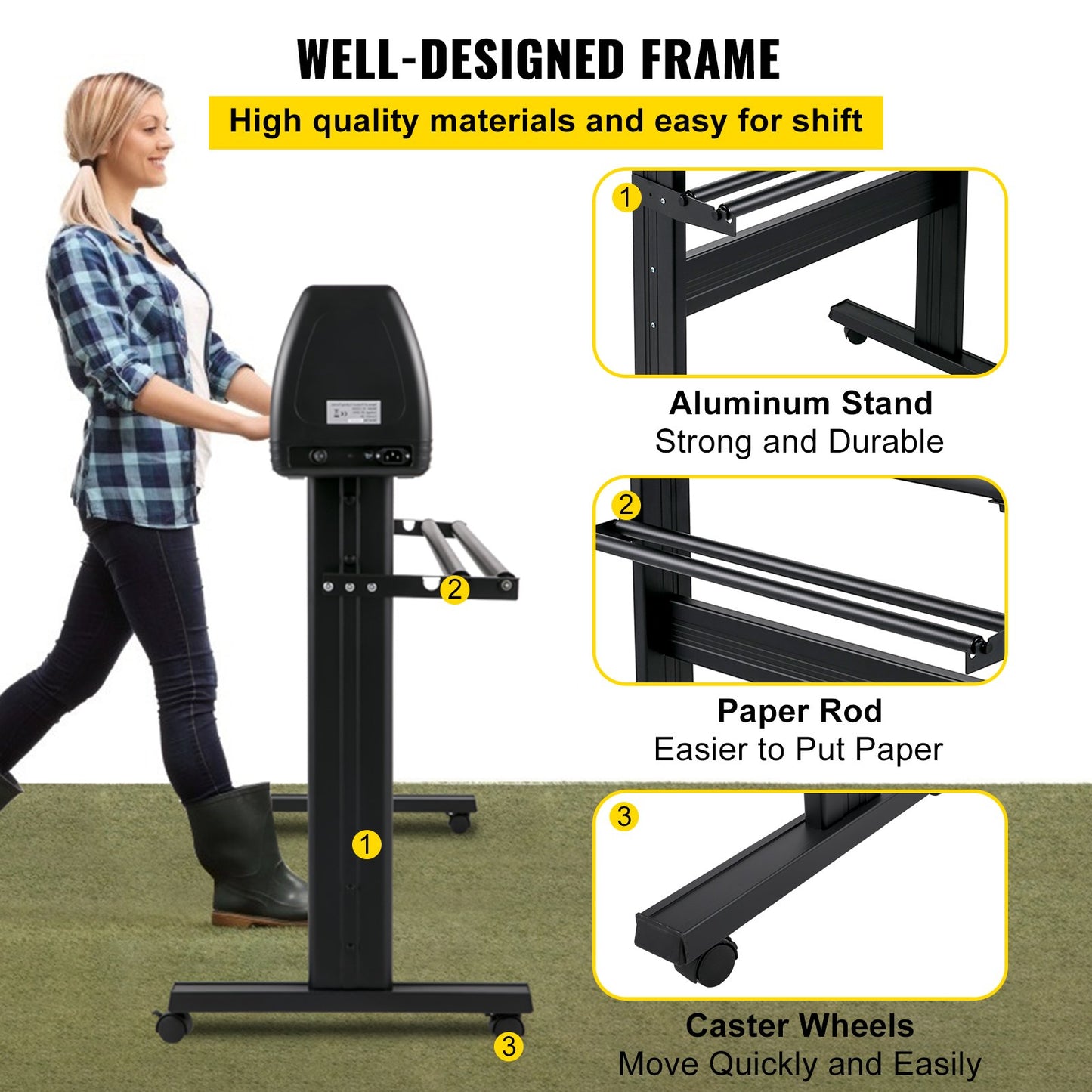 Vinyl Cutter Machine, 53" Vinyl Plotter, LCD Display Plotter Cutter, Tre justerbara Pinch Rollers Sign Cutting Plotter, Vinyl Cutter med SignCut och SignMaster programvara för design och skärning