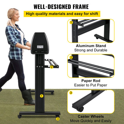 Vinyl Cutter Machine, 53" Vinyl Plotter, LCD Display Plotter Cutter, Tre justerbara Pinch Rollers Sign Cutting Plotter, Vinyl Cutter med SignCut och SignMaster programvara för design och skärning