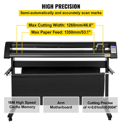Vinyl cutter, 1350mm vinyl plotter, LED screen plotter cutter, semi-automatic built-in optical eye, compatible with SignCut software for Mac and Windows systems with stand