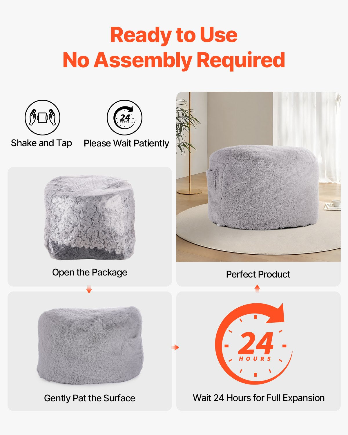 Bean Bag Sängstol Konvertibel från stol till lounge eller madrass Grå-Full