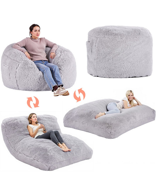 Bean Bag Sängstol Konvertibel från stol till lounge eller madrass Grå-Full