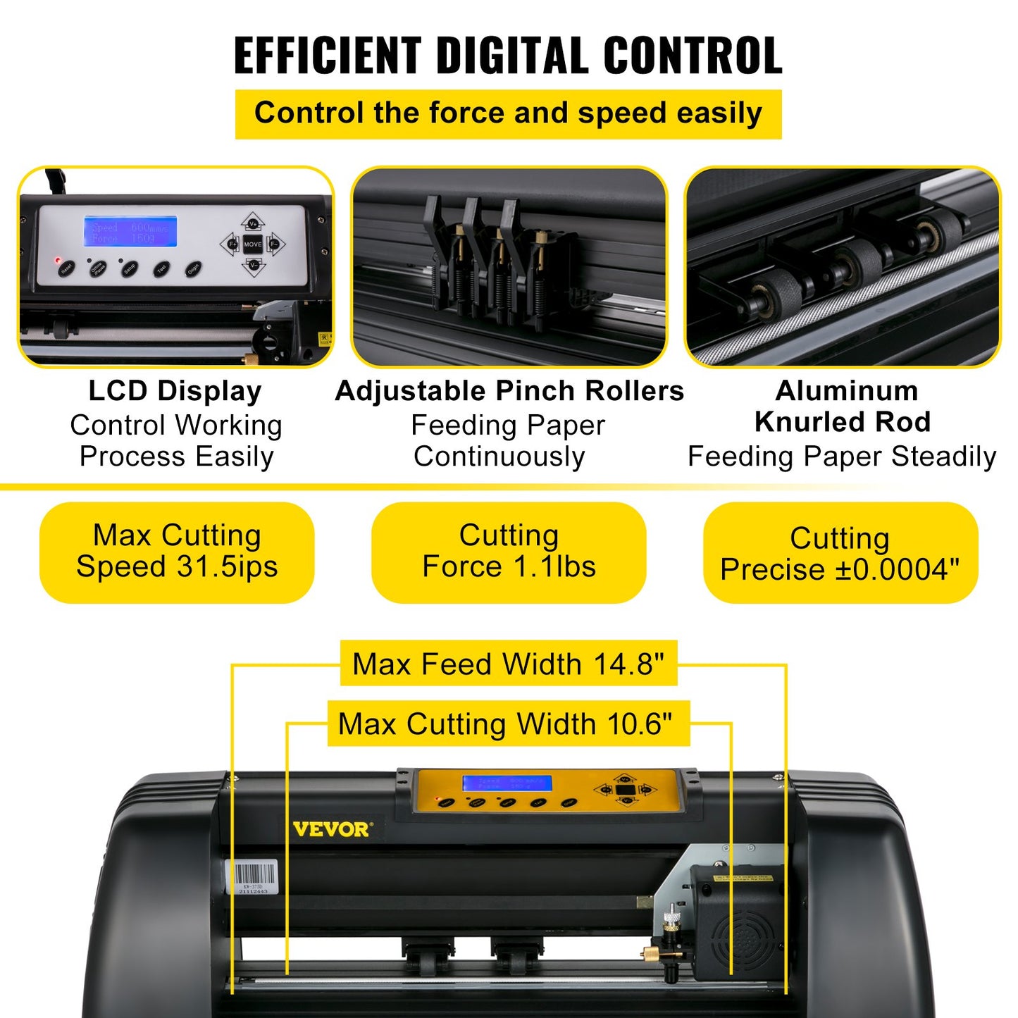 Vinyl-Schneideplotter-Maschine, 14 Zoll, Signmaster-Software, Schilderherstellungsmaschine, 720 mm Papierzufuhr, Vinyl-Schneideplotter mit Ständer (14 Zoll, 375 mm)