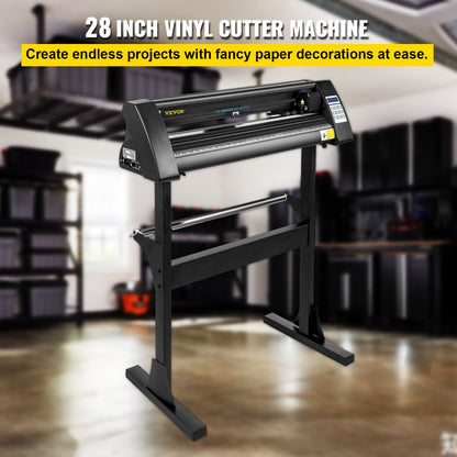Vinyl Cutter 28 Inch Vinyl Cutter Machine 720mm Pappersmatning Vinyl Plotter Cutter Machine med robust golvstativ för att skära papper Svart