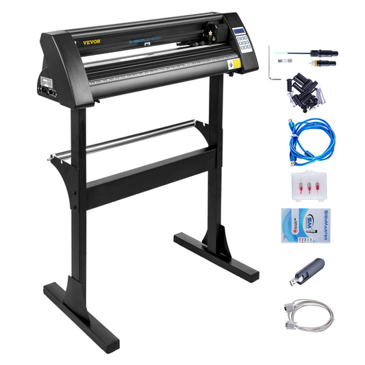Vinyl Cutter 28 Inch Vinyl Cutter Machine 720mm Pappersmatning Vinyl Plotter Cutter Machine med robust golvstativ för att skära papper Svart