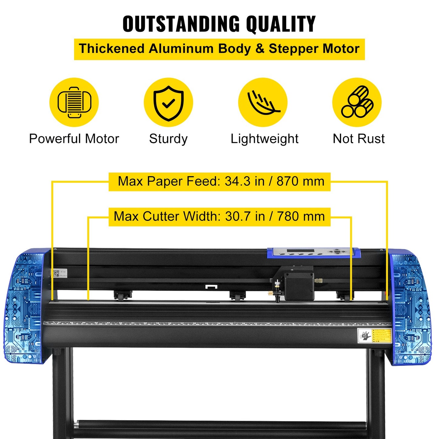Vinyl Cutter 870 mm Vinyl Cutter Machine Maximal pappersmatning 34 tum Vinyl Plotter Cutter Machine med robust golvstativ justerbar kraft och hastighet för skylttillverkning Vinylplotter