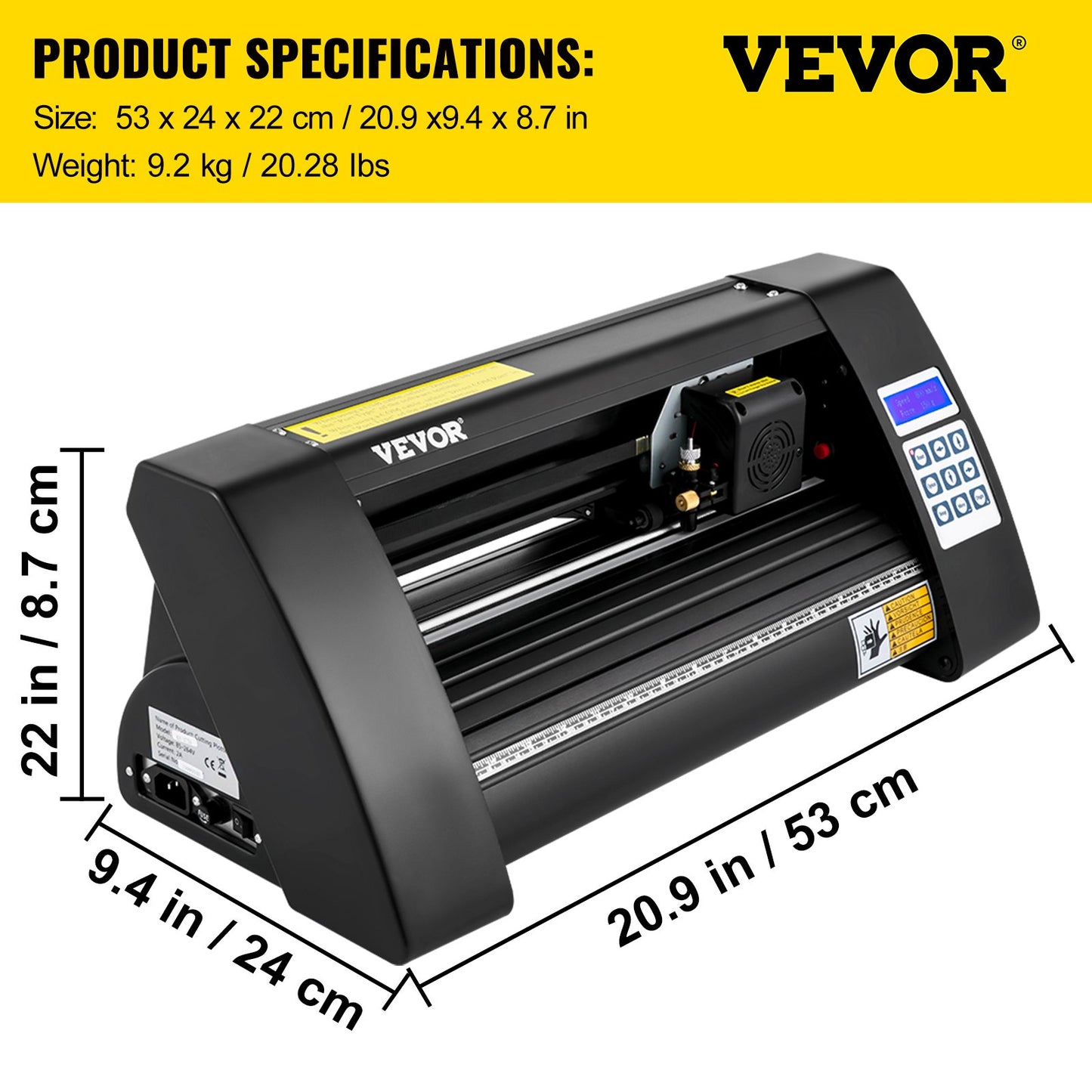Vinyl Cutter, 375mm Vinyl Plotter, LED Screen Plotter Cutter, Semi-Automatic Built-in Optical Eye, Compatible with SignCut Software for Mac and Windows System Desktop Design