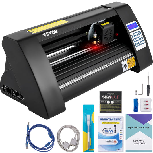 Vinyl Cutter, 375mm Vinyl Plotter, LED Screen Plotter Cutter, Semi-Automatic Built-in Optical Eye, Compatible with SignCut Software for Mac and Windows System Desktop Design