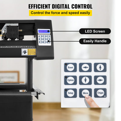 Vinyl cutter, 720mm vinyl plotter, LED screen plotter cutter, semi-automatic built-in optical eye, compatible with SignCut software for Mac and Windows systems with stand