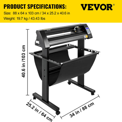 Vinyl cutter, 720mm vinyl plotter, LED screen plotter cutter, semi-automatic built-in optical eye, compatible with SignCut software for Mac and Windows systems with stand