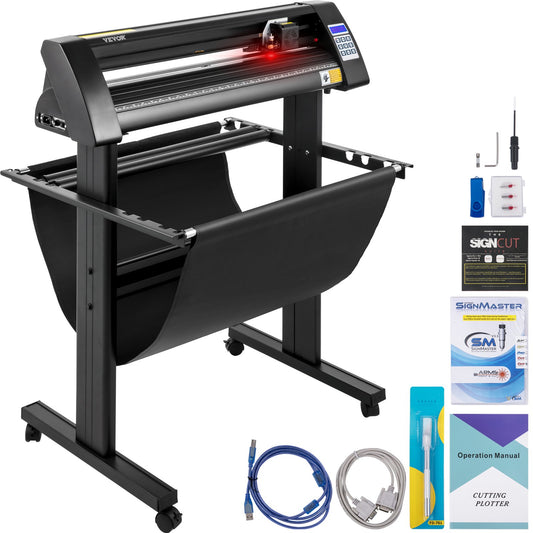 Vinylskärare, 870 mm vinylplotter, LED-skärmplotterskärare, halvautomatisk inbyggd optisk öga, kompatibel med SignCut-programvaran för Mac och Windows-system med stativ
