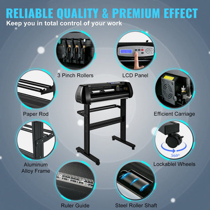 Vinyl Cutter Machine, 34-inch Cutting Plotter, Offline Cutting Machine Kit Mobile Bluetooth, Precise Roller Axis High Precision Adjustable Speed and Force, DIY SignMaster Software Blade for Windows