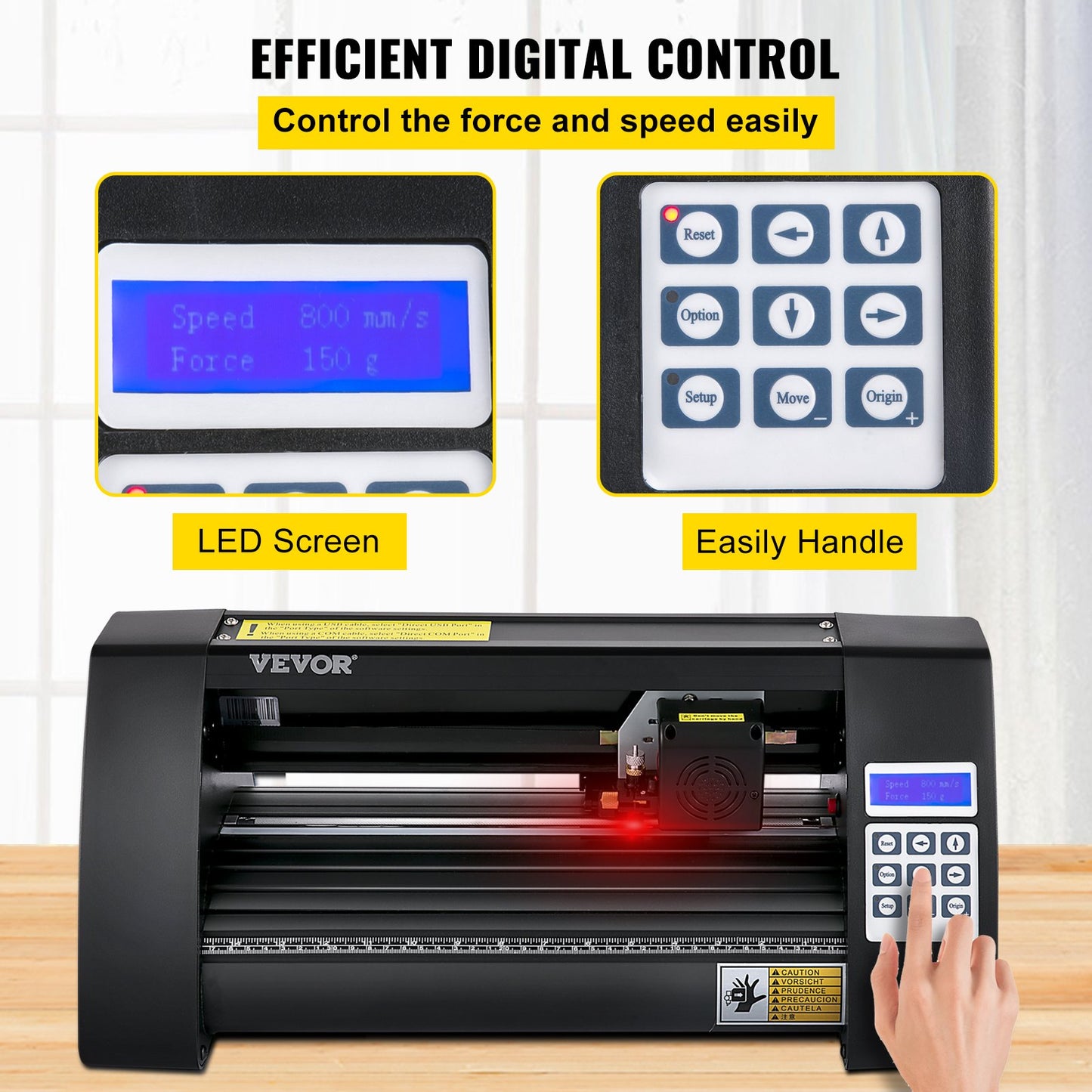 Vinylskärare, 375 mm vinylplotter, LED-skärmplotterskärare, halvautomatisk inbyggt optiskt öga för exakt styrning, kompatibel med SignMaster-programvaran för Windows System Desktop Design