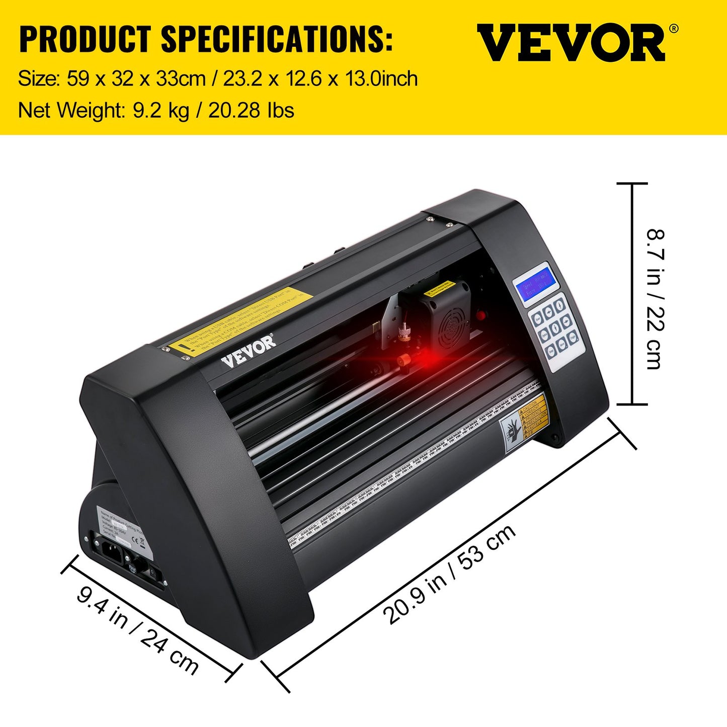Vinylskärare, 375 mm vinylplotter, LED-skärmplotterskärare, halvautomatisk inbyggt optiskt öga för exakt styrning, kompatibel med SignMaster-programvaran för Windows System Desktop Design