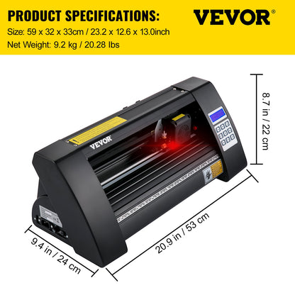 Vinylskärare, 375 mm vinylplotter, LED-skärmplotterskärare, halvautomatisk inbyggt optiskt öga för exakt styrning, kompatibel med SignMaster-programvaran för Windows System Desktop Design