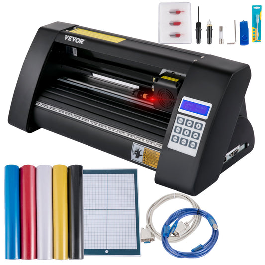 Vinylskärare, 375 mm vinylplotter, LED-skärmplotterskärare, halvautomatisk inbyggt optiskt öga för exakt styrning, kompatibel med SignMaster-programvaran för Windows System Desktop Design