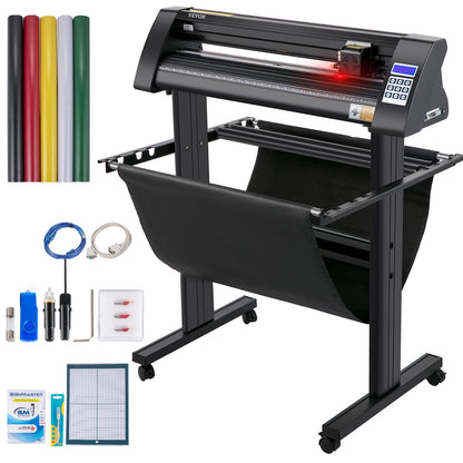 Vinyl cutter, 870mm vinyl plotter, LED screen plotter cutter, semi-automatic built-in optical eye for precise guidance, compatible with SignMaster software for Windows systems with stand