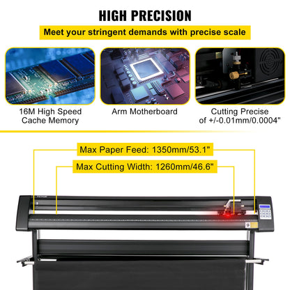 Vinylschneider, 1350 mm Vinylplotter, LED-Bildschirmplotterschneider, halbautomatisches integriertes optisches Auge, kompatibel mit SignMaster-Software für Windows-Systeme mit Ständer