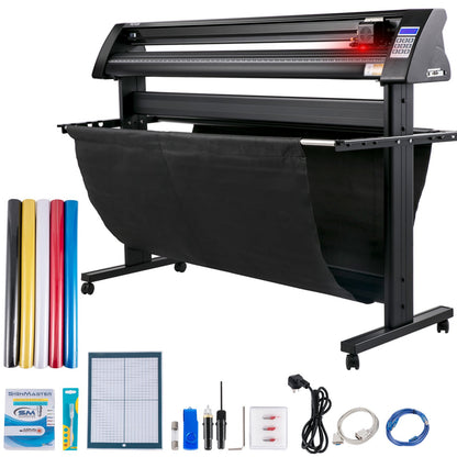 Vinylschneider, 1350 mm Vinylplotter, LED-Bildschirmplotterschneider, halbautomatisches integriertes optisches Auge, kompatibel mit SignMaster-Software für Windows-Systeme mit Ständer
