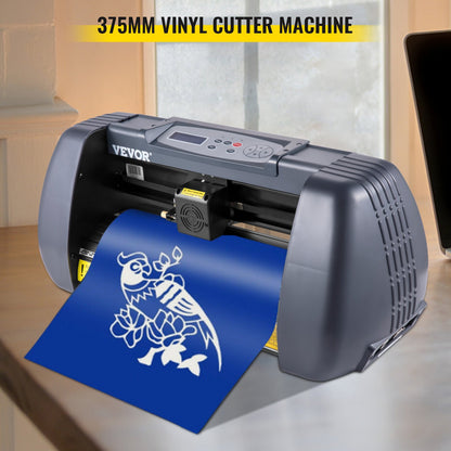 Vinylskärmaskin, 375 mm vinylskrivare, maximal pappersmatning 14 tums plotterskrivare med justerbar kraft och hastighet Vinylskärmaskin för skylttillverkning Vinylplotterskärmaskin