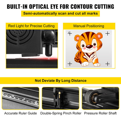 Vinyl Cutter 53 Inch Vinyl Cutter Machine Semi-Automatic DIY Vinyl Printer Cutter Machine Manual Positioning Sign Cutting with Floor Stand Signmaster Software