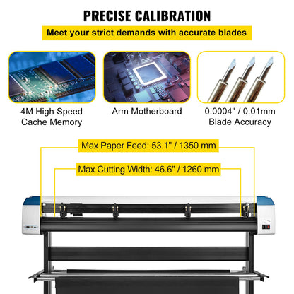Vinyl Cutter 53 Inch Vinyl Cutter Machine Semi-Automatic DIY Vinyl Printer Cutter Machine Manual Positioning Sign Cutting with Floor Stand Signmaster Software