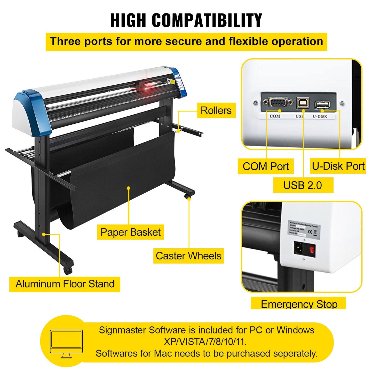 53-tums halvautomatisk Contour Vinyl Cutter Plotter Manuell positionering