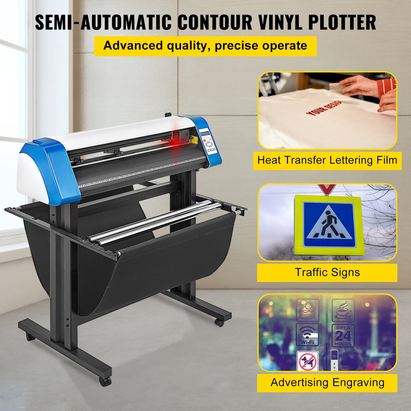 34-tums halvautomatisk Contour Vinyl Cutter Plotter Manuell positionering