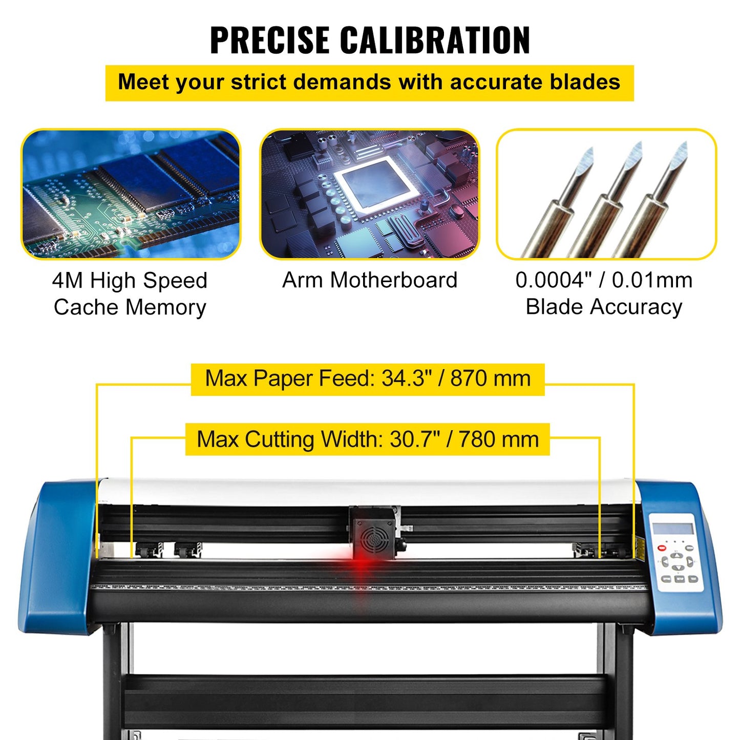 34-tums halvautomatisk Contour Vinyl Cutter Plotter Manuell positionering