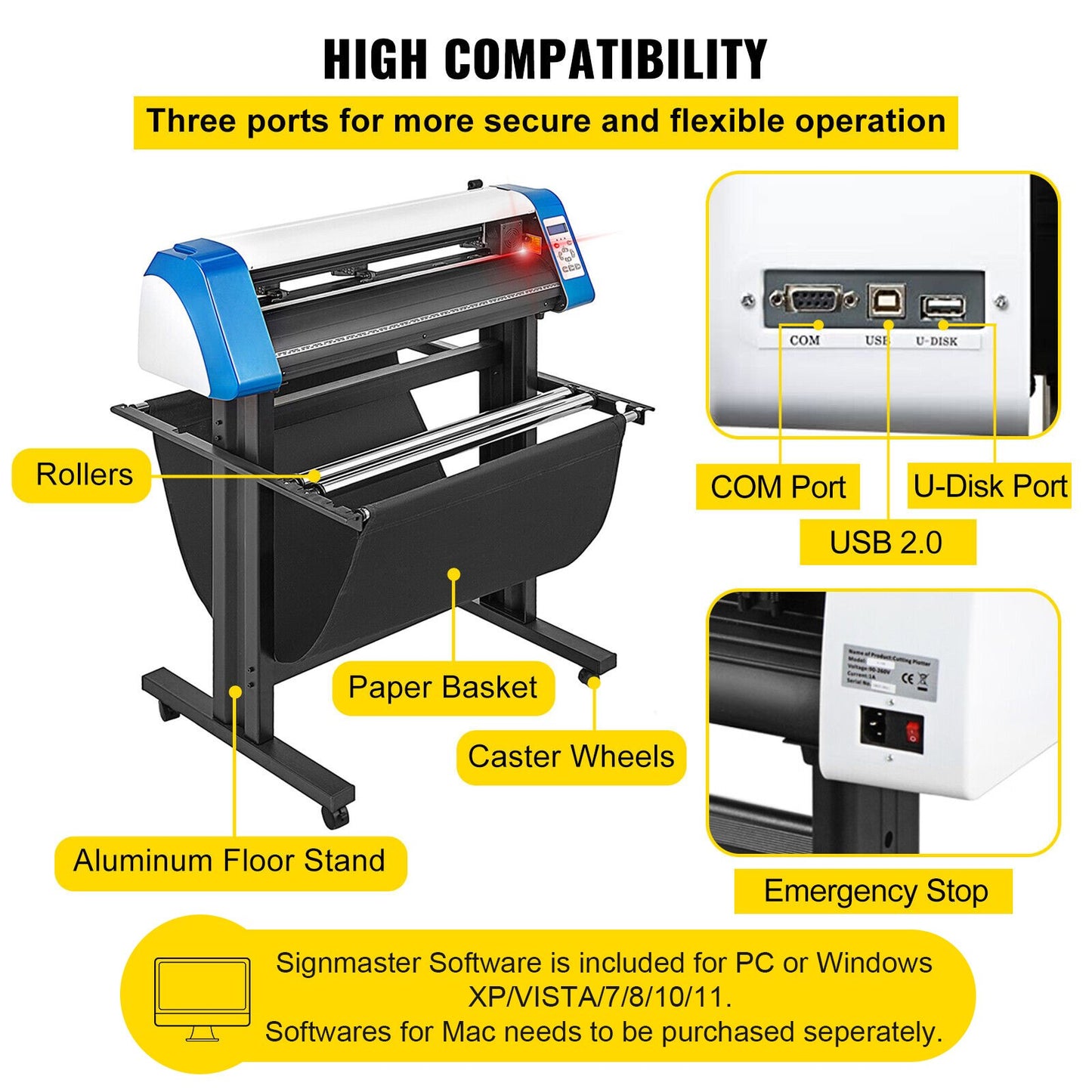 34-tums halvautomatisk Contour Vinyl Cutter Plotter Manuell positionering