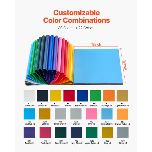 Heat Transfer Vinyl HTV Iron-on Vinyl Pack of 80 304.8 x 304.8 mm | EU