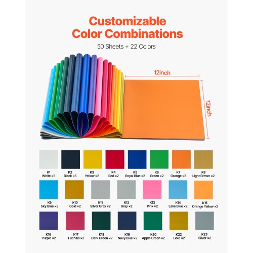 Heat Transfer Vinyl HTV Iron-on Vinyl Pack of 50 304.8 x 304.8 mm | EU