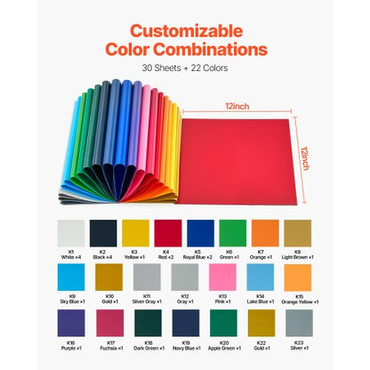 Heat Transfer Vinyl HTV Iron-on Vinyl Pack of 30 304.8 x 304.8 mm | EU