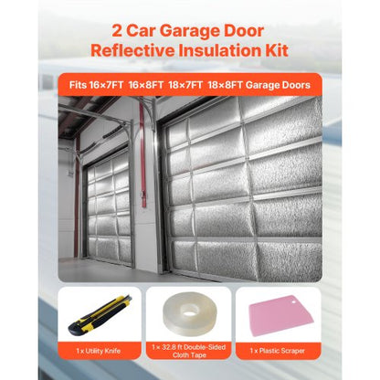 Reflekterande Isoleringsrulle, Värmeisoleringskit för Garageportar för 2 Bilar, 6 mm 5,49 m x 0,61 m, 4 Rullar Aluminiumfolie EPE Skumkärna Strålningsbarriär, Vit PE-Film Värmesköld för Garageportar |  EU