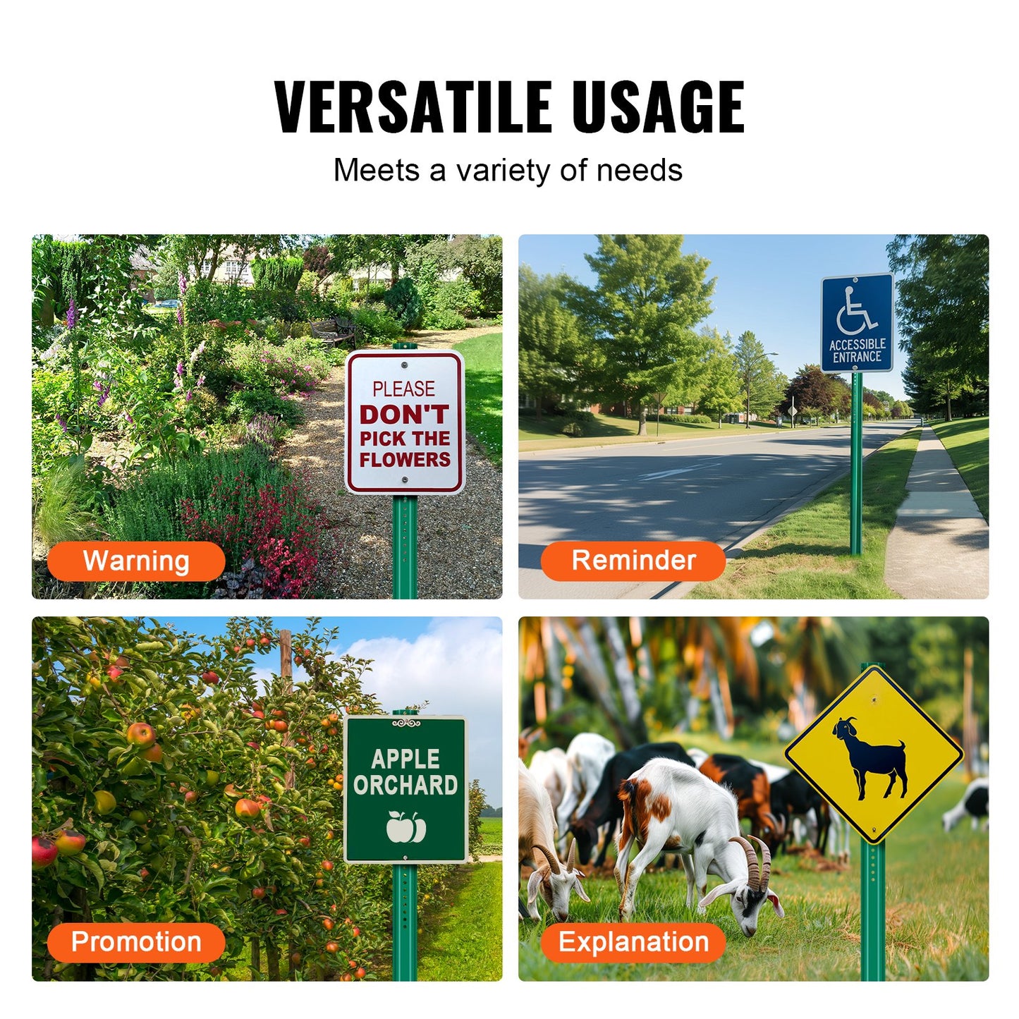 Cast Iron Sign Post 8 Foot Fixed U Channel Heavy Duty Post Sign Holder Green