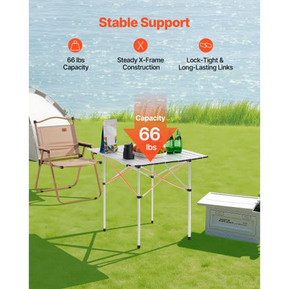 Foldable Portable Camping Table Aluminum Outdoor Picnic Table Carrying Bag | EU