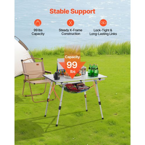 Foldable Portable Camping Table Aluminum Outdoor Picnic Table Mesh Storage | EU